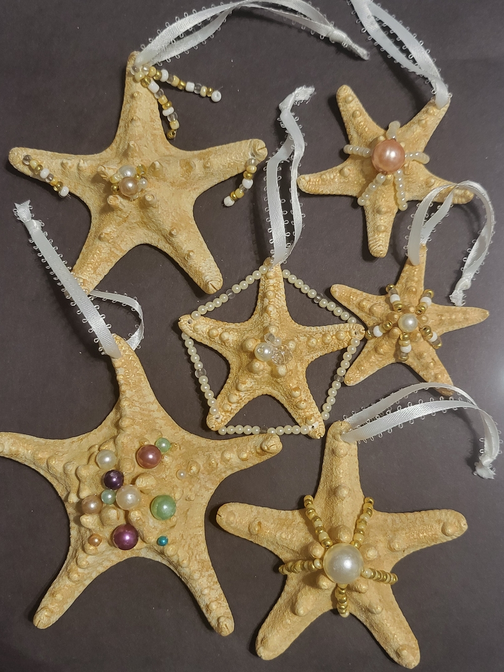 Beaded Sea Star Fish Hanging Ornaments. Assorted